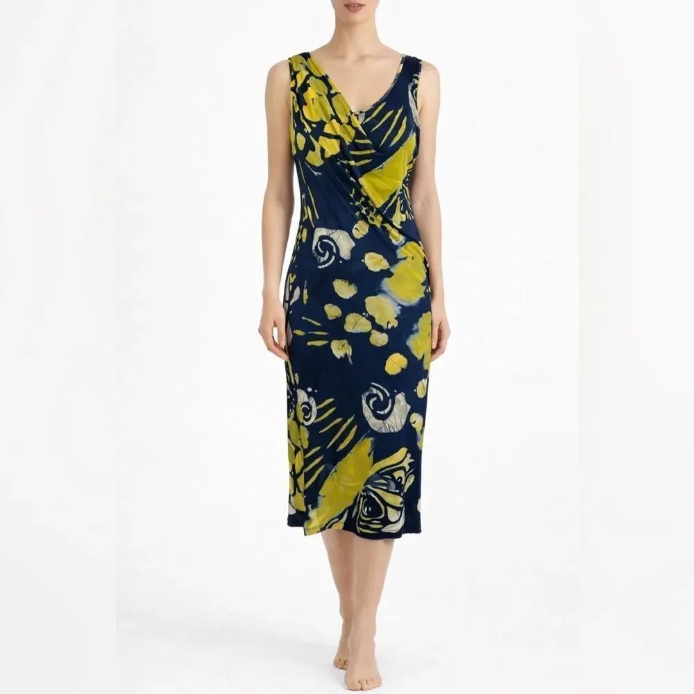 Piazza Sempione navy blue abstract boho chic drape art to wear dress 10